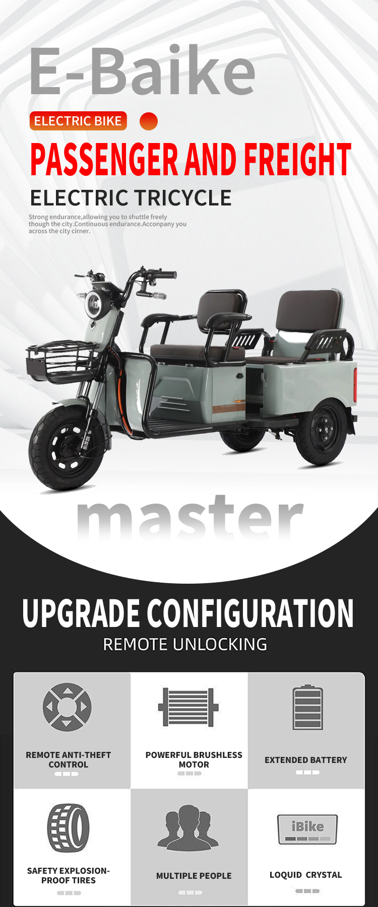 Shengkai SKP-ENP01 electric recreational tricycle with hydraulic aluminum front fork and vacuum tires